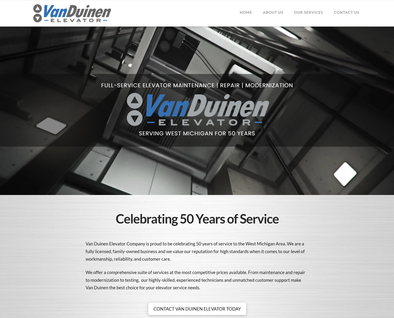 Web Design - Van Duinen Elevator