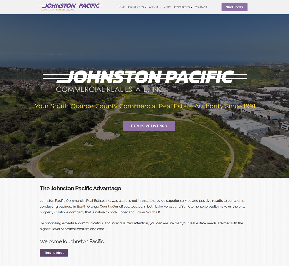 WEBSITE - JOHNSTON PACIFIC COMMERCIAL REAL ESTATE  -  VIEW LIVE SITE