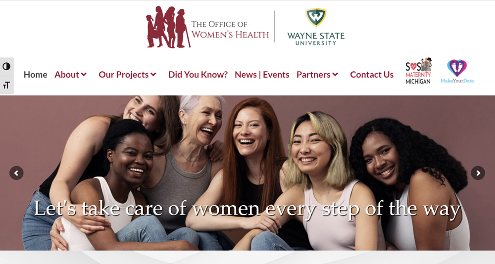 WEBSITE - WAYNE STATE UNIVERSITY - OFFICE OF WOMEN'S HEALTH  -  VIEW LIVE SITE